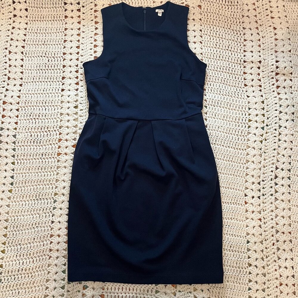 J. Crew Navy 100% Cotton Sleeveless Sheath Dress Size 6